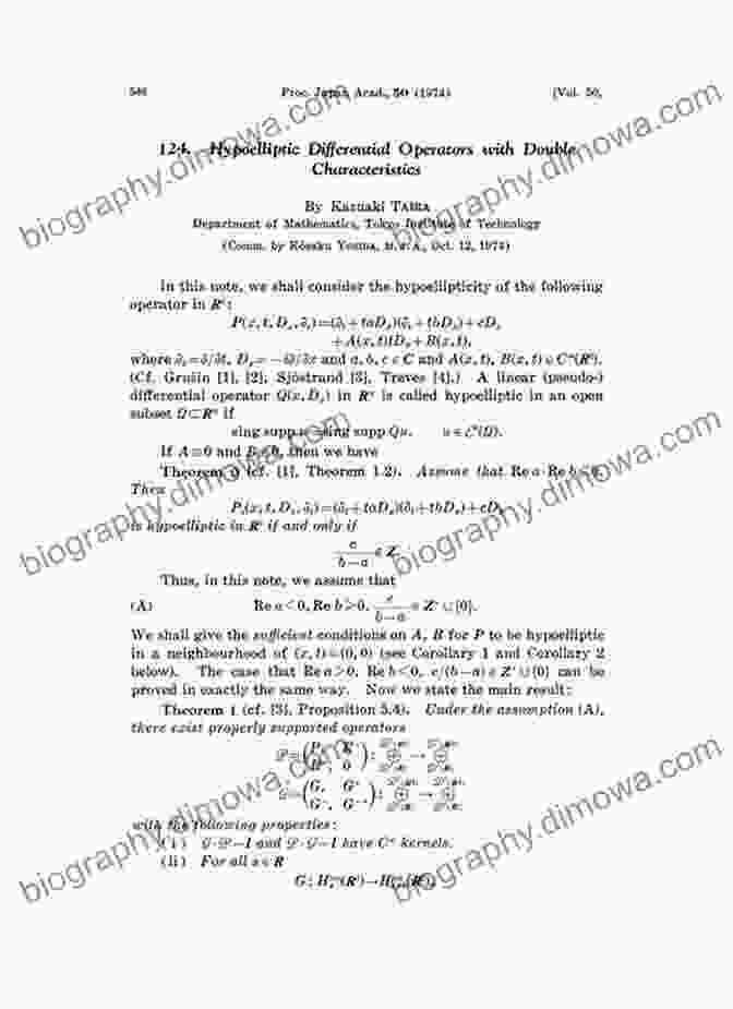 Schematic Diagram Depicting The Characteristics Of Hypoelliptic Operators The Analysis Of Linear Partial Differential Operators III: Pseudo Differential Operators (Classics In Mathematics 256)